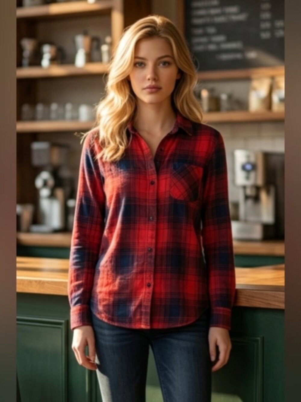 Madewell SZ XS Red Black Long Sleeve Flannel Plaid Button Down Hi-Lo Hem Shirt